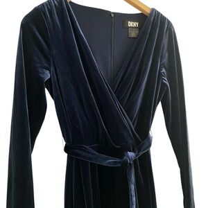 DKNY Blue Velvet Midi Dress